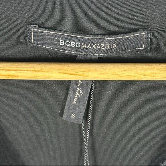 BCBGMaxazria women's embroidered faux leather black mini dress Small NWT - Picture 3 of 6